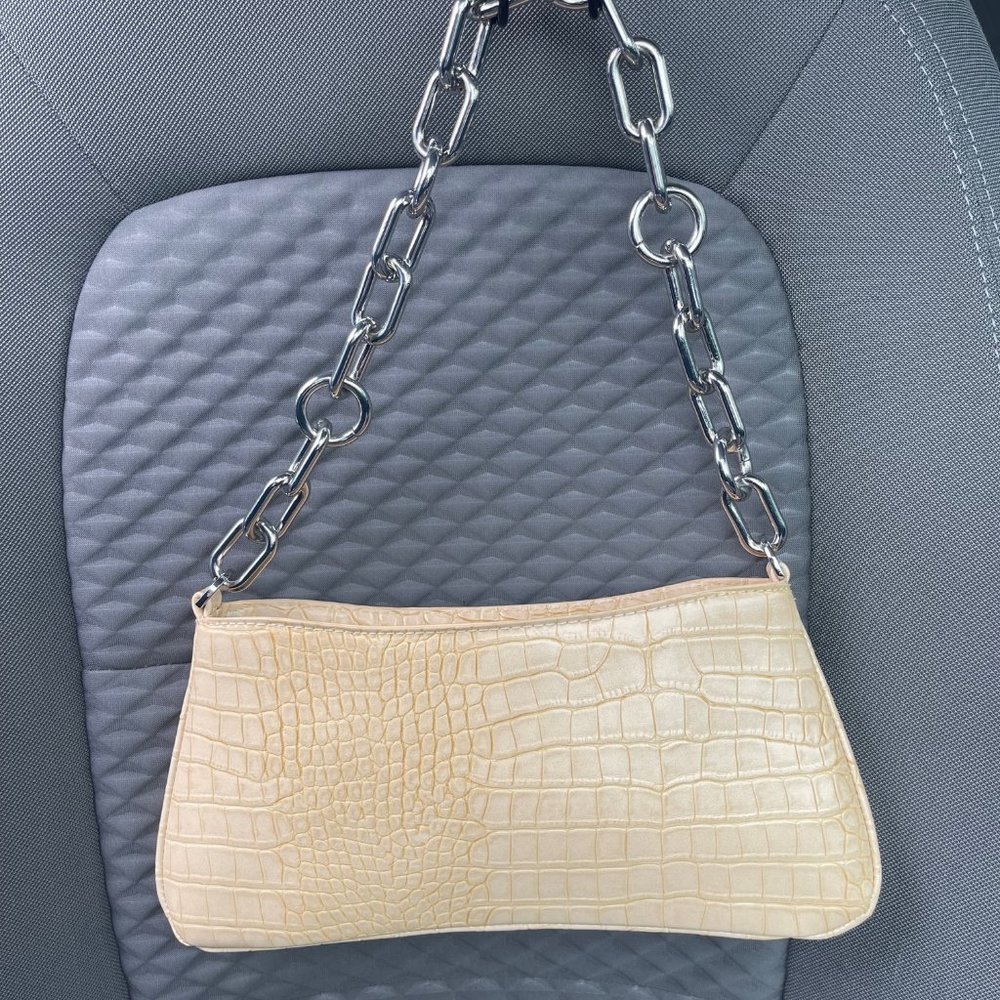 Brand New A New Day Tan Shoulder Bag with Silver Chain Handle